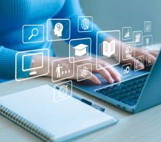 e-learning education internet lessons and online learning with webinars, video tutorials, personal development and professional qualifications. Digital courses to develop new skills