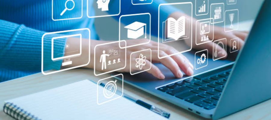 e-learning education internet lessons and online learning with webinars, video tutorials, personal development and professional qualifications. Digital courses to develop new skills